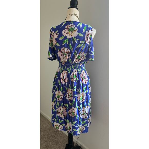 NWT FACTORIES CONNECTION BLUE FLORAL POLY SPANDEX COLD SHOULDER SUN DRESS XL-XXL - Picture 5 of 10